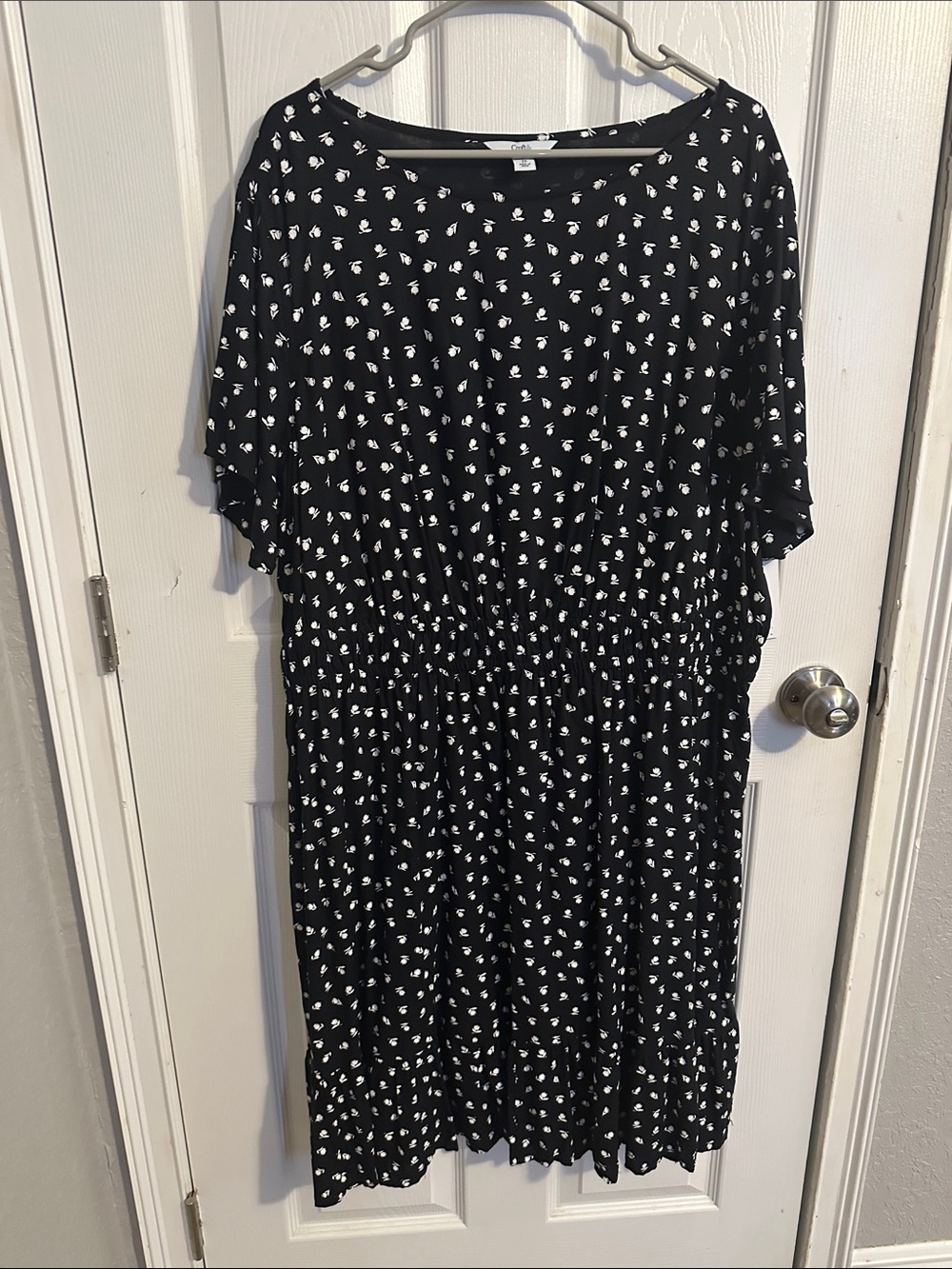 croft & barrow Black Midi Dress with White Dot Print